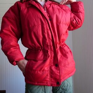 Classic Eddie Bauer red down puffer parka coat